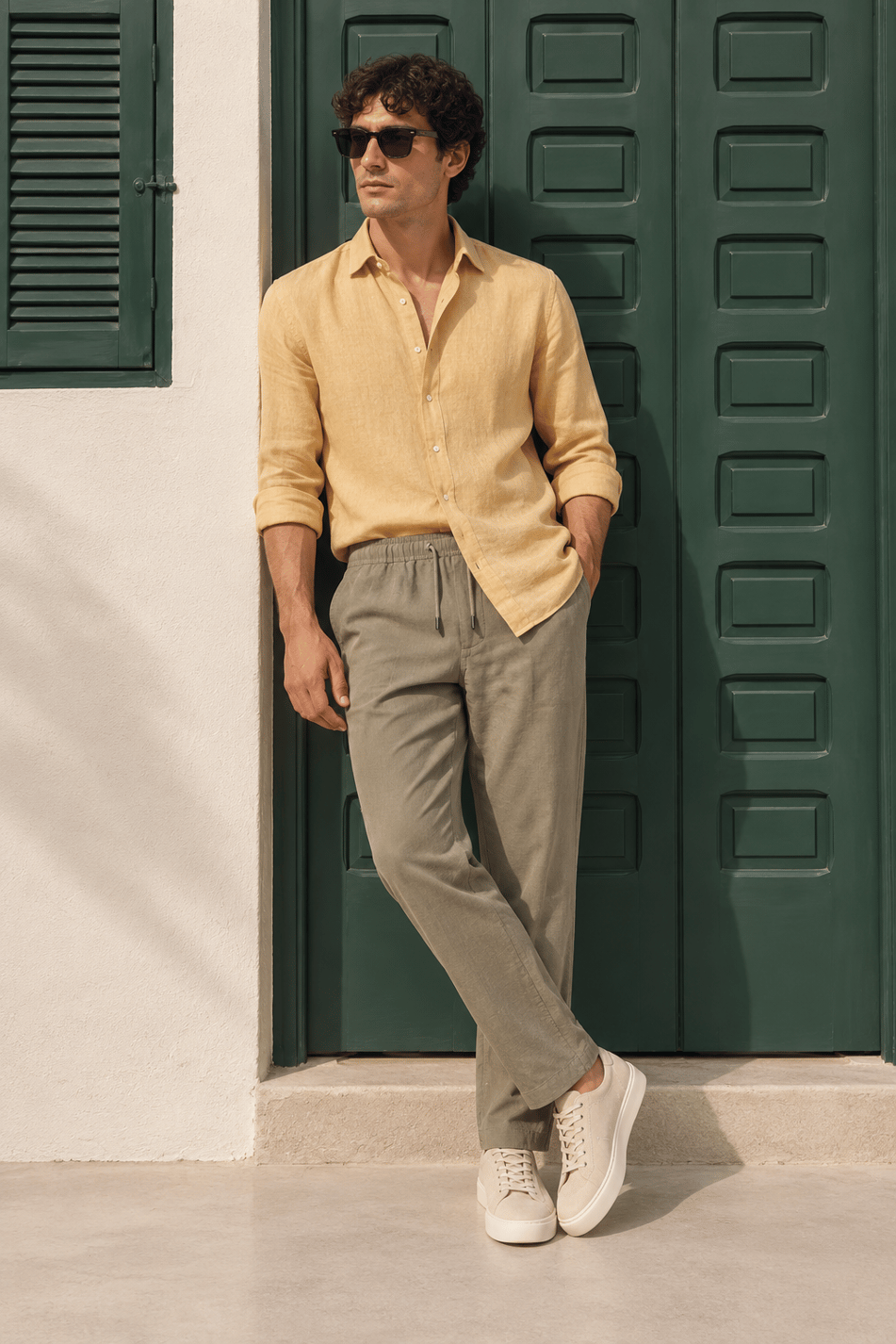 Erkek Beli Bağcıklı Yandan Cepli Yeşil Jogger Pantolon