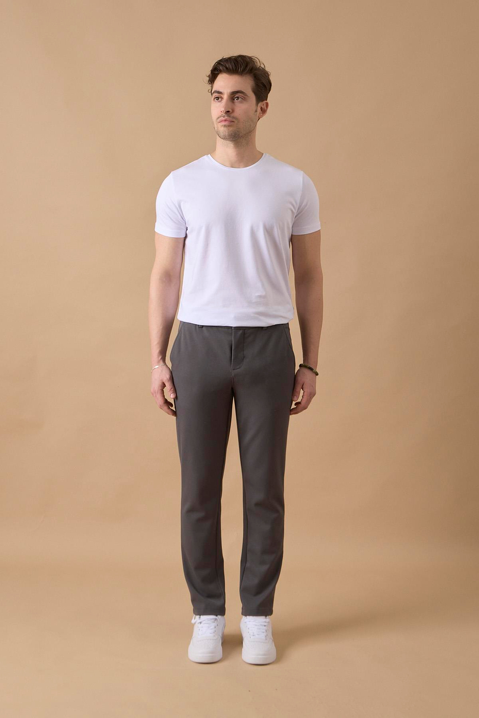 Erkek Beli Lastikli  Antrasit Chino Pantolon