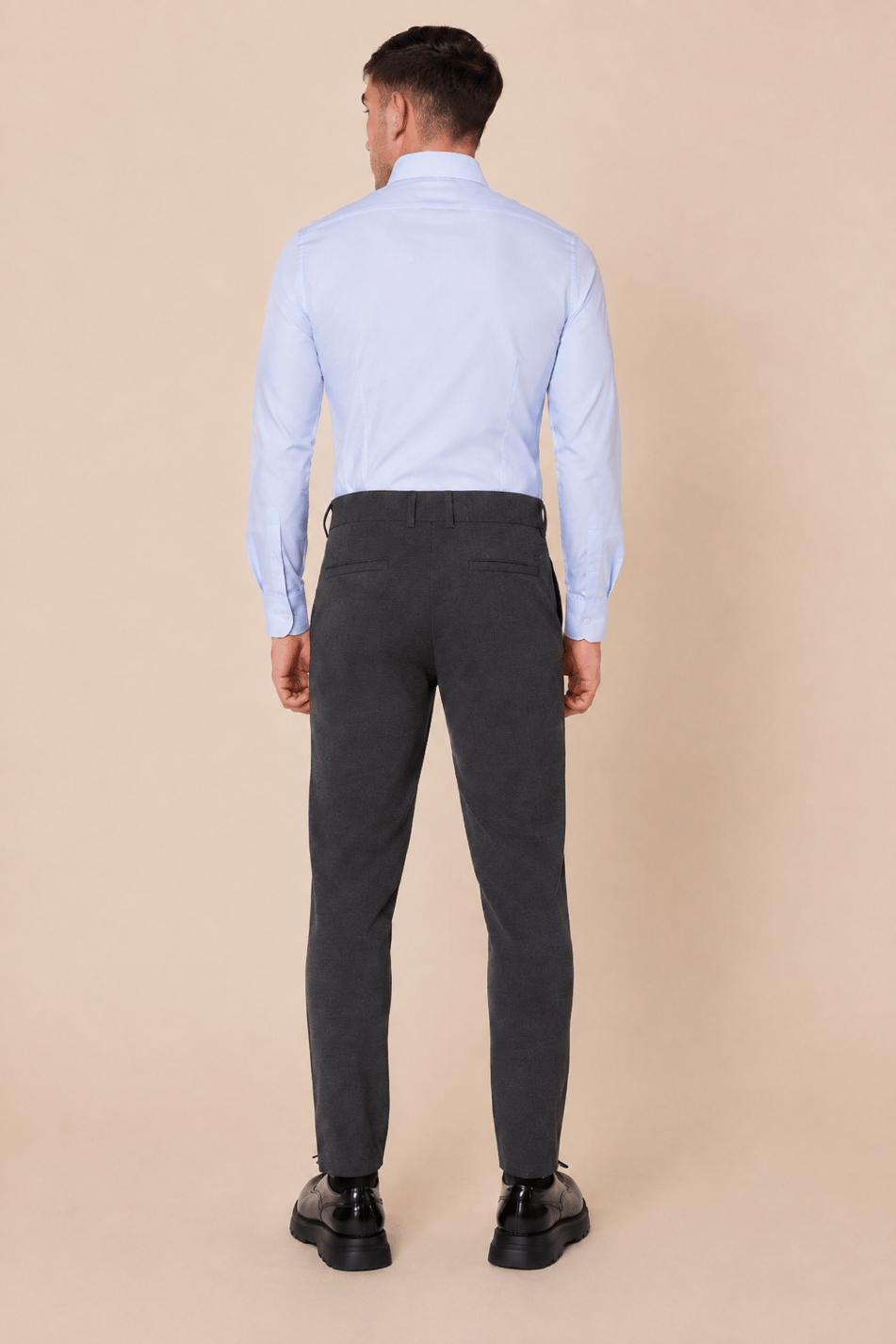 Erkek Beli Yarım Lastikli Arka Cep Fermuarlı Slim Fit Pantolon Antrasit