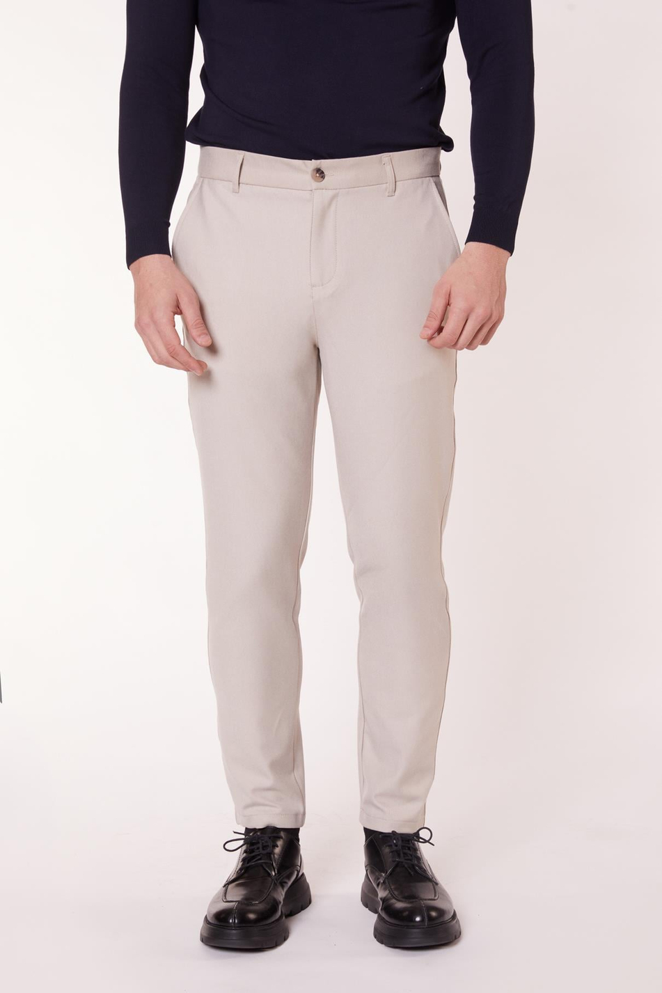 Erkek Chino Arka Cep Fleto Klasik Pantolon Bej