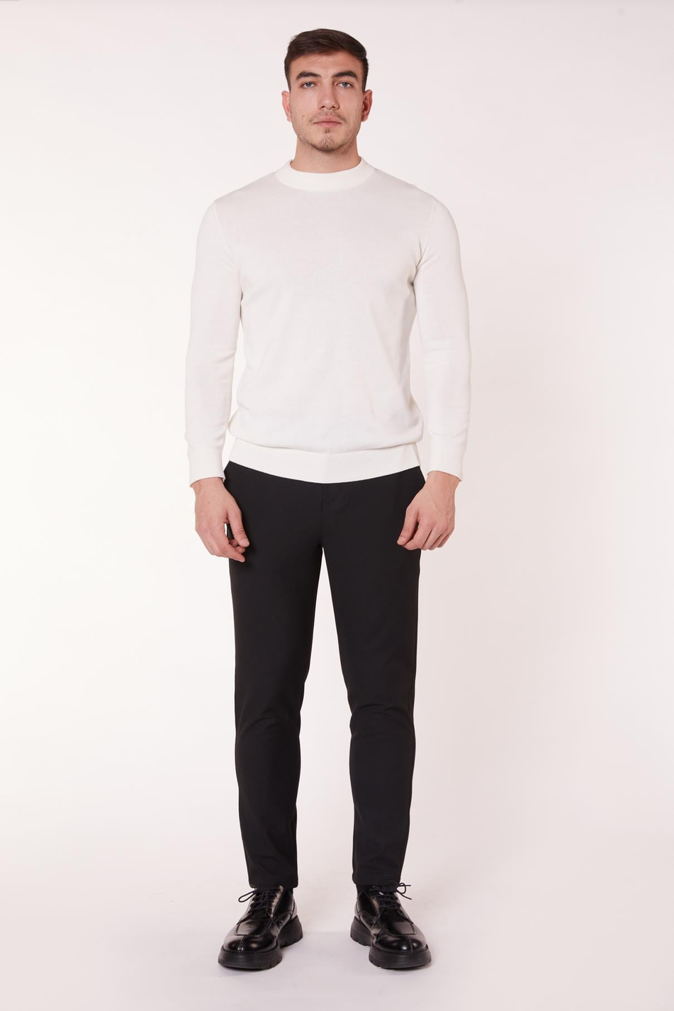 Erkek Chino Arka Cep Fleto Klasik Pantolon Siyah