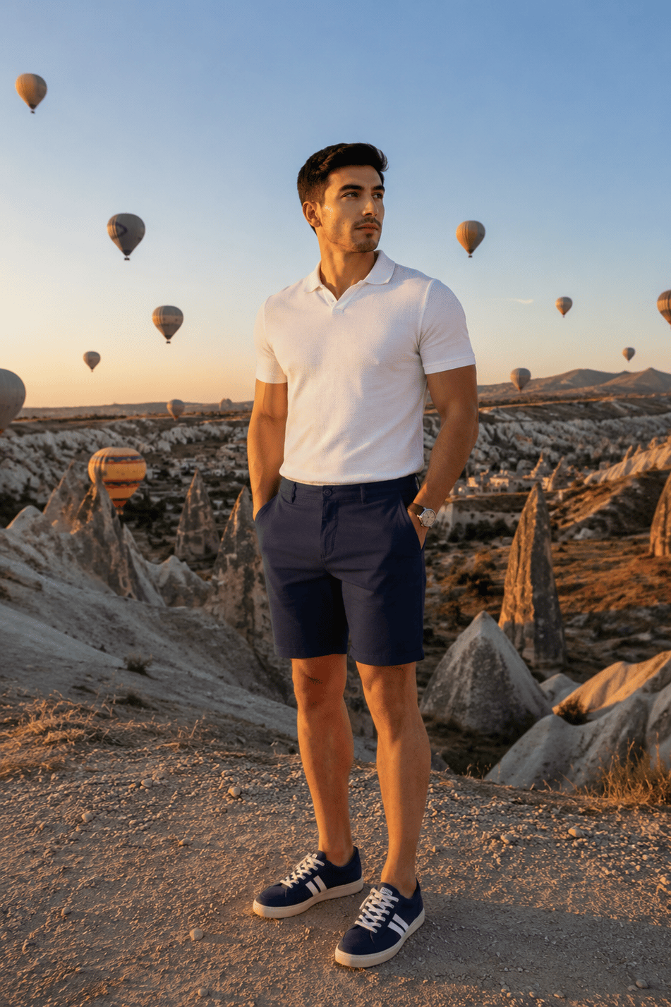 Erkek Modal Karşımlı Chino Slim Fit Şort Lacivert