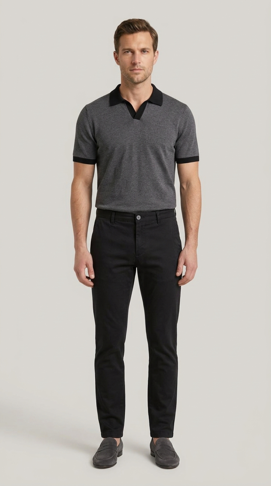 Erkek Siyah Slim Fit Pamuklu Chino Pantolon
