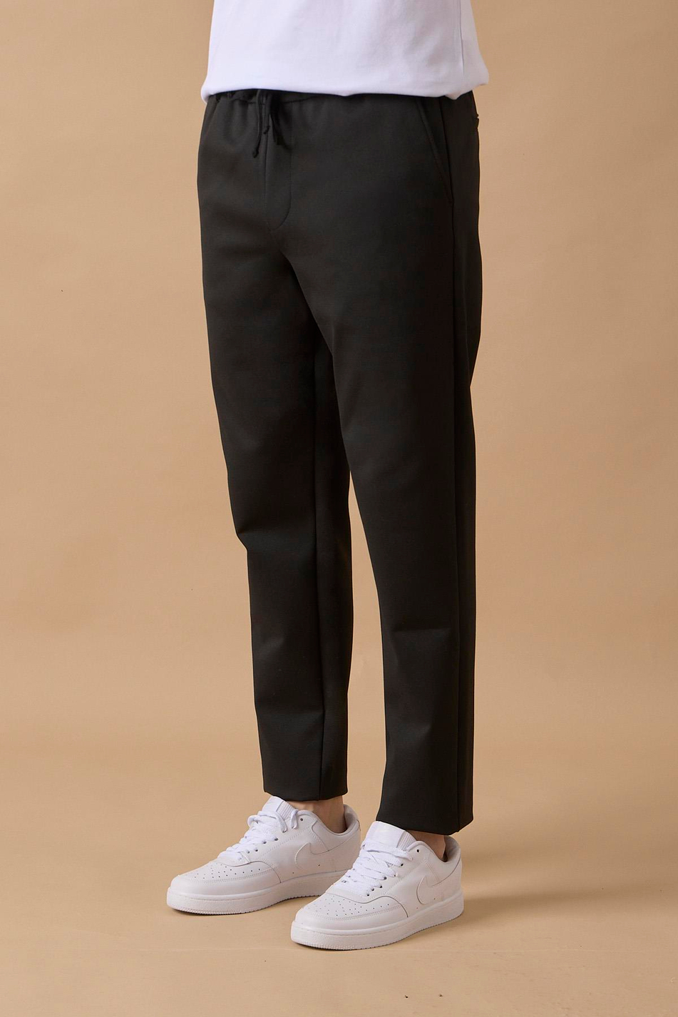 Erkek Slim Fit Orta Bel Siyah Pantolon