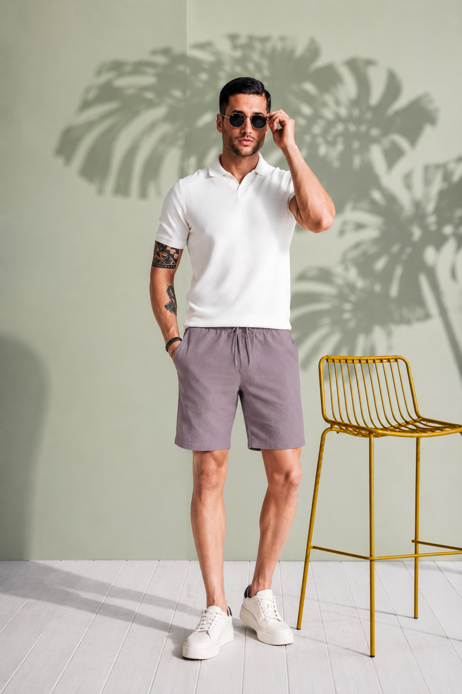 Erkek Yandan Cepli Beli Lastikli Keten Dokulu Relaxed Fit Jogger Şort Antrasit