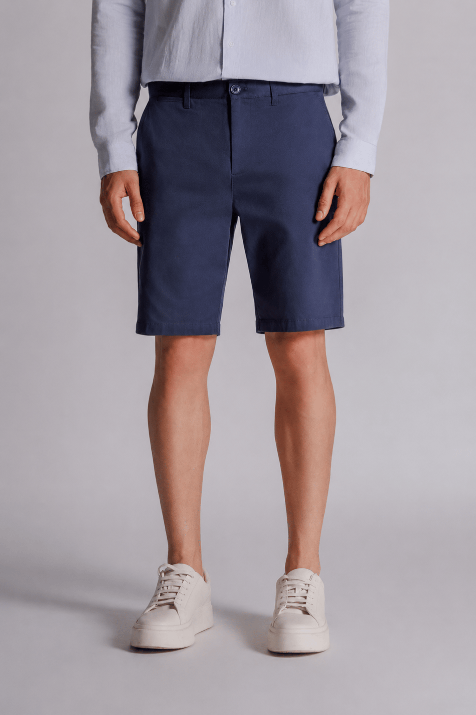 Erkek Yandan Cepli Klasik Bel Relaxed Fit Chino Şort Lacivert