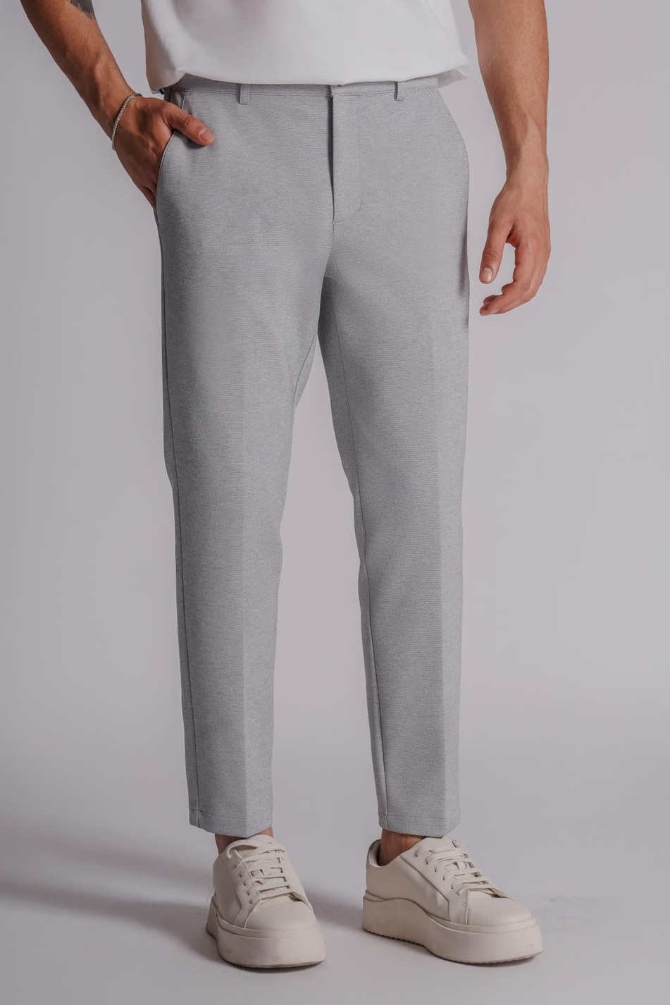 Erkek Yandan Cepli Normal Bel Slim Fit Chino Pantolon Gri