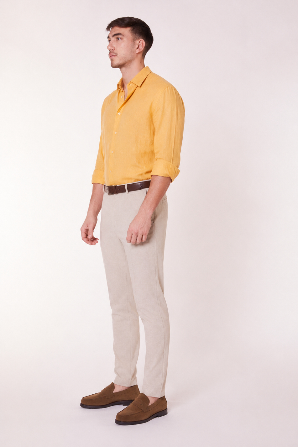 Men’s Side Pocket Slim Fit Beige Chino Pants