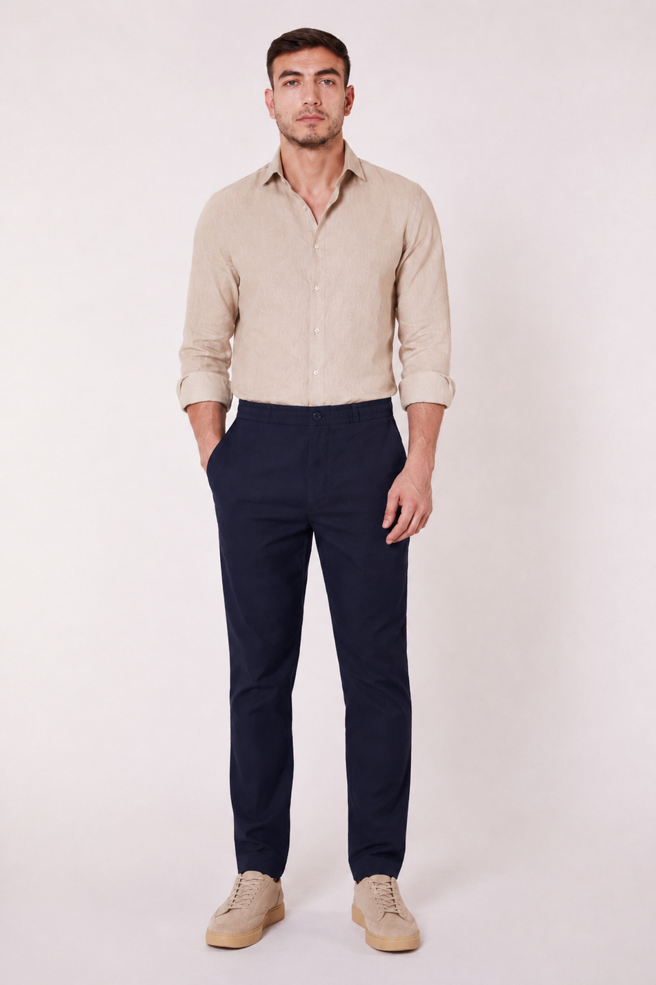 Men’s Side Pocket Slim Fit Navy Chino Pants