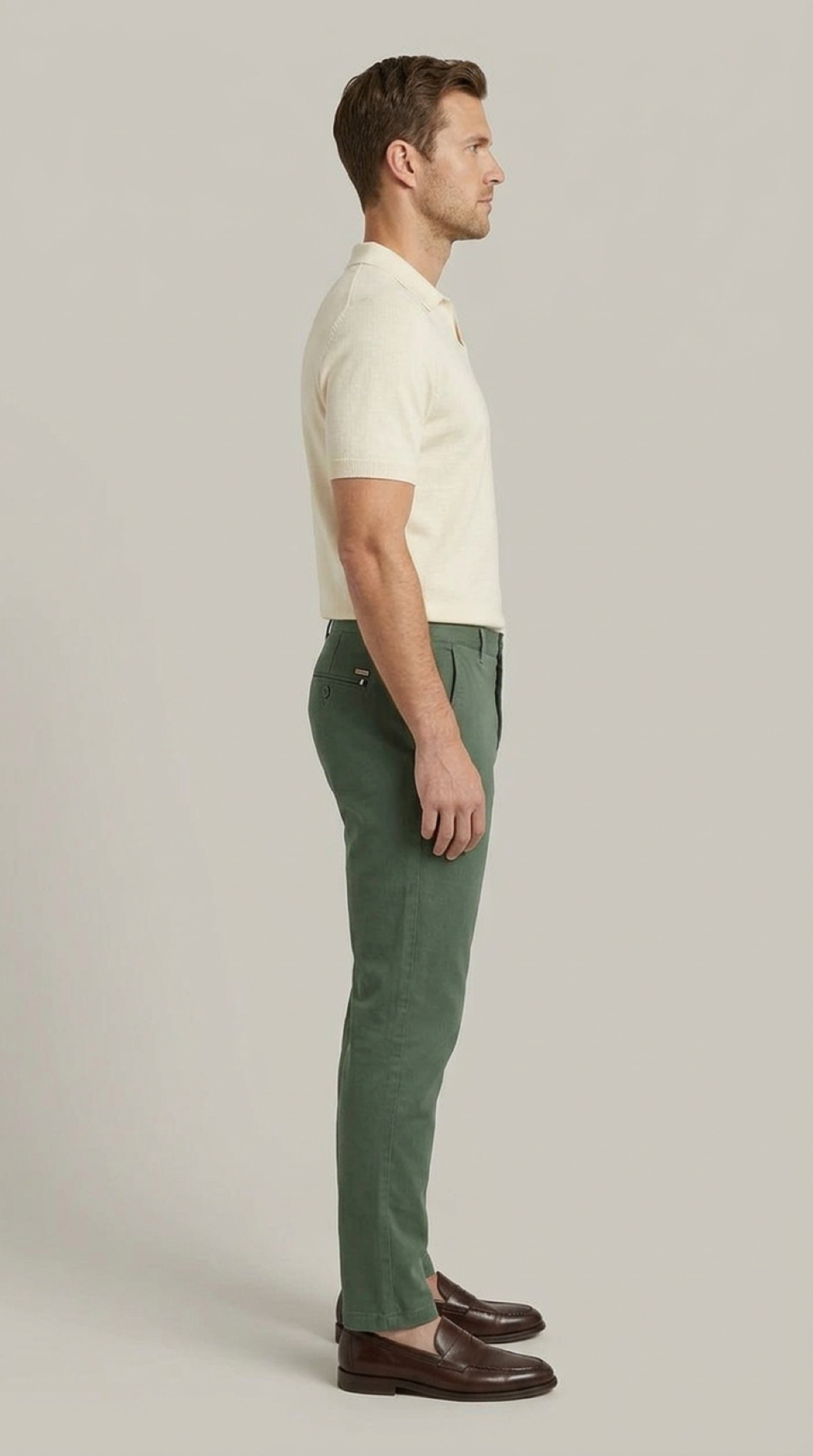 Erkek Yeşil Slim Fit Pamuklu Chino Pantolon