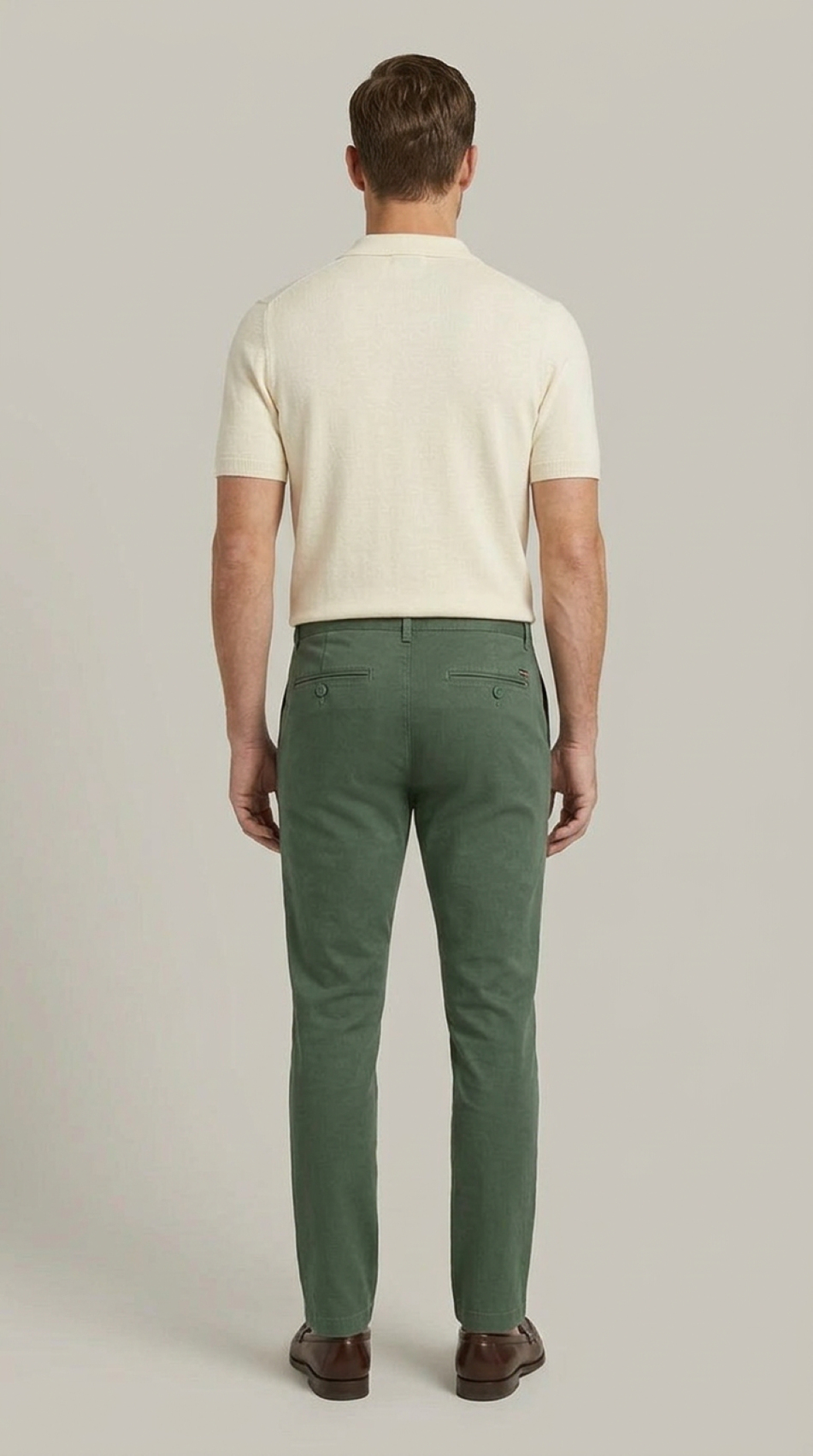Erkek Yeşil Slim Fit Pamuklu Chino Pantolon