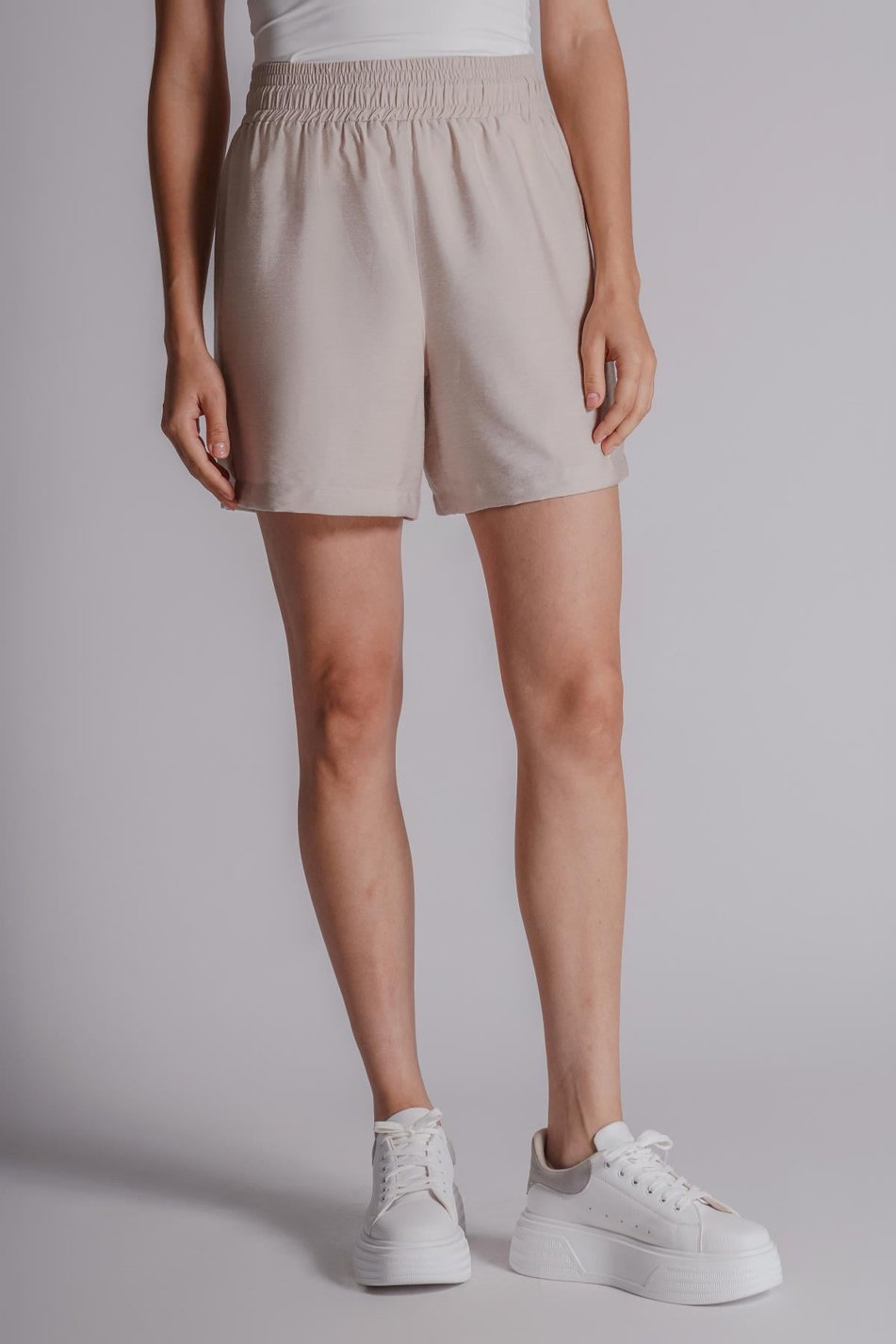  Women Elastic Waist Jogger Shorts  Stone