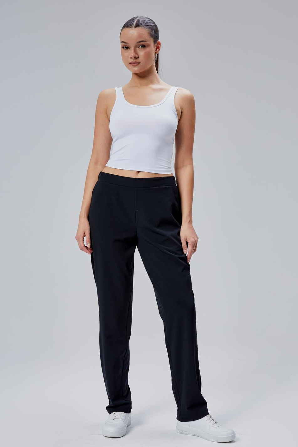 Women s Elastic Waist Black Pants