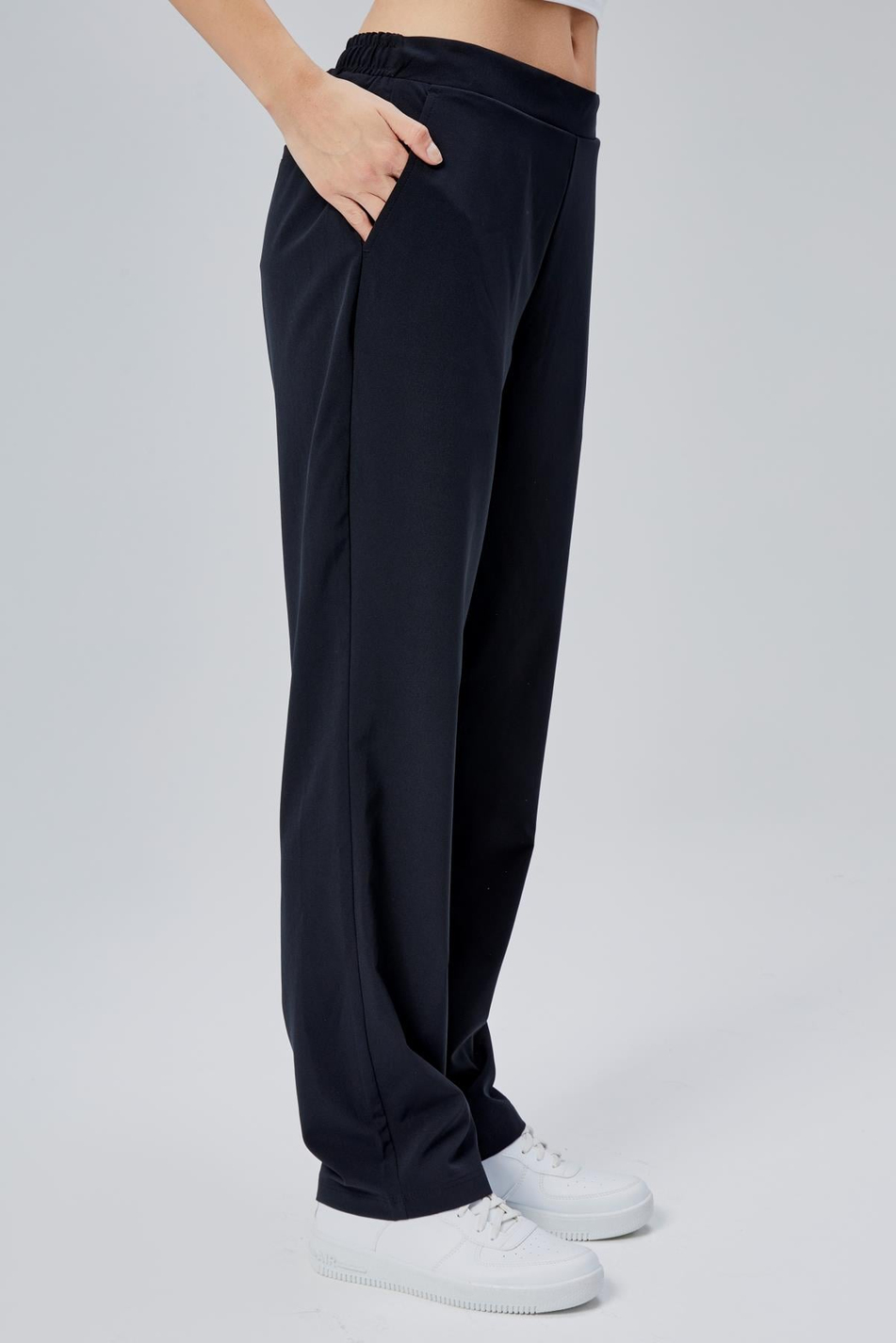 Women s Elastic Waist Black Pants