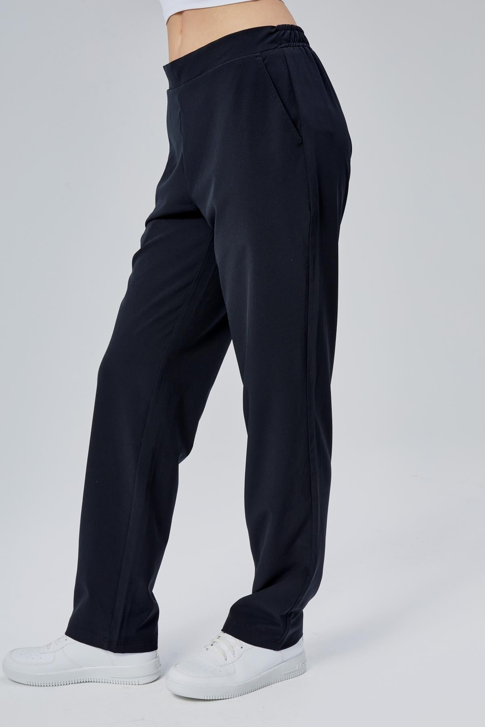Women s Elastic Waist Black Pants