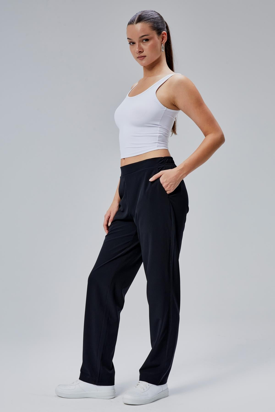 Women s Elastic Waist Black Pants