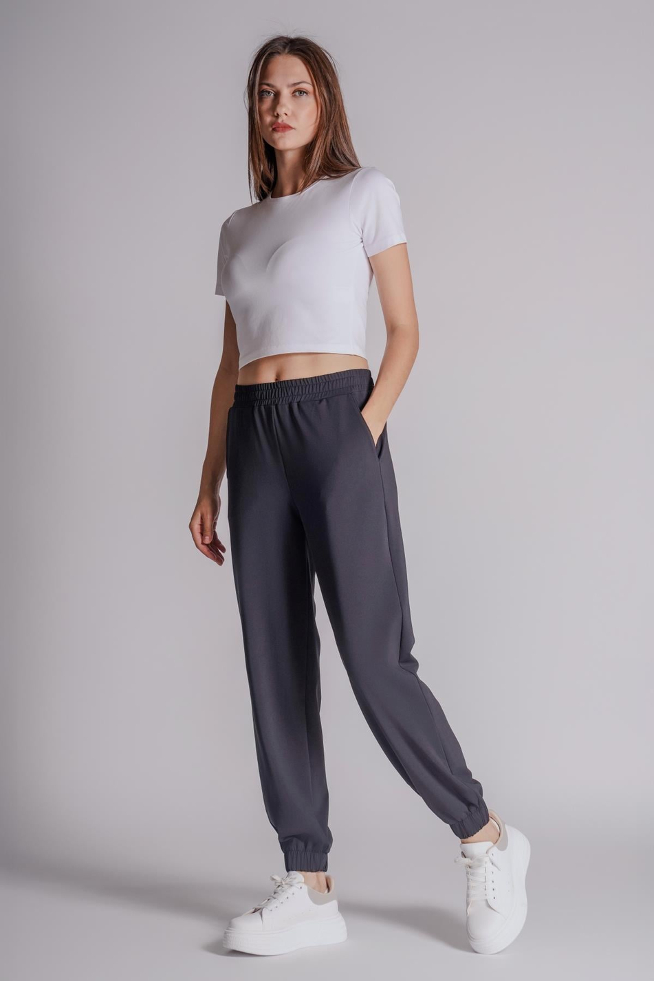  Women Side Pocket Elastic Waist and Hem Relaxed Fit Jogger Pants  Navy Blue