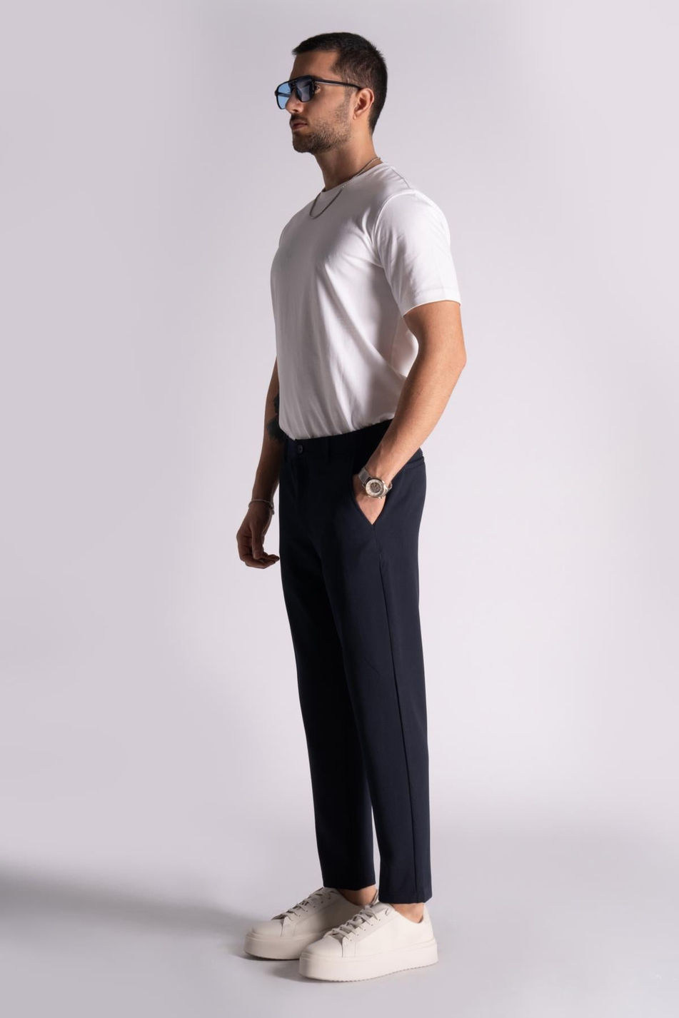 Beli Yarım Lastikli Chino Crop Pantalon