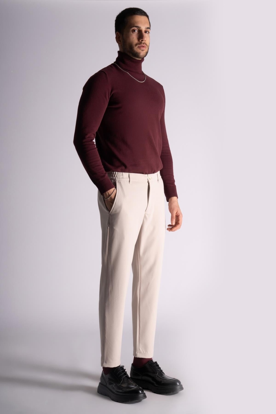 Beli Yarım Lastikli Chino Crop Pantalon