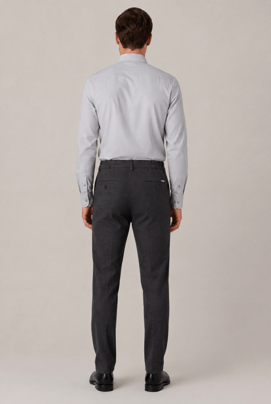 Erkek Antrasit Melanj Doku Kemer Tokalı Yumuşak Tuşeli Slim Fit Pantolon