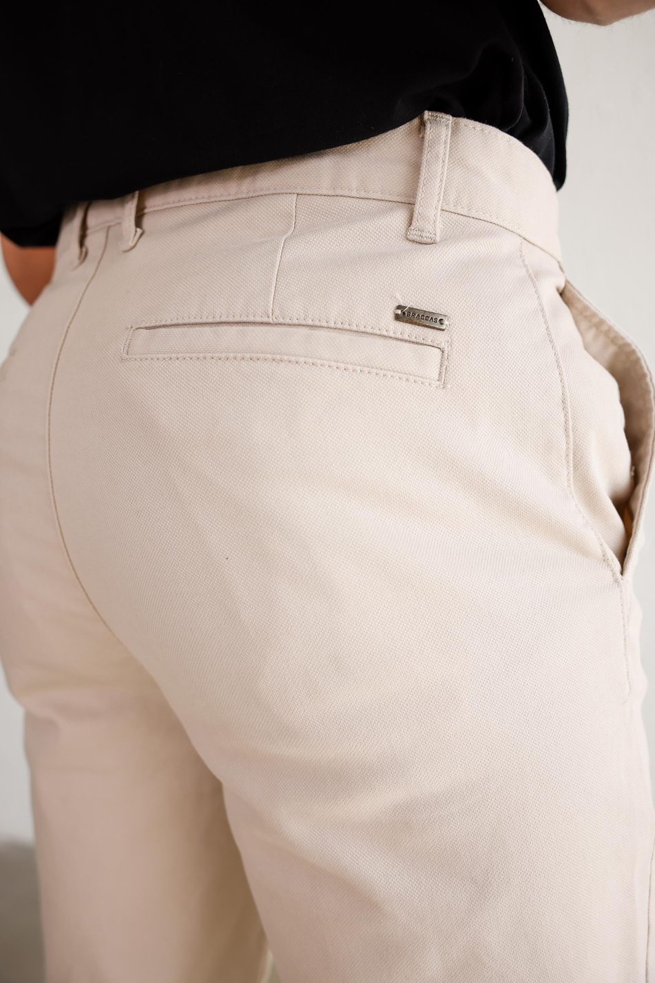 Erkek Armürlü Slim Fit Bej Pantolon