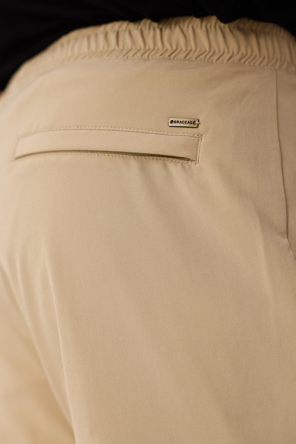 Erkek Bej Slim Fit Lastikli Bel Esnek Kumaş Dar Kesim Pantolon