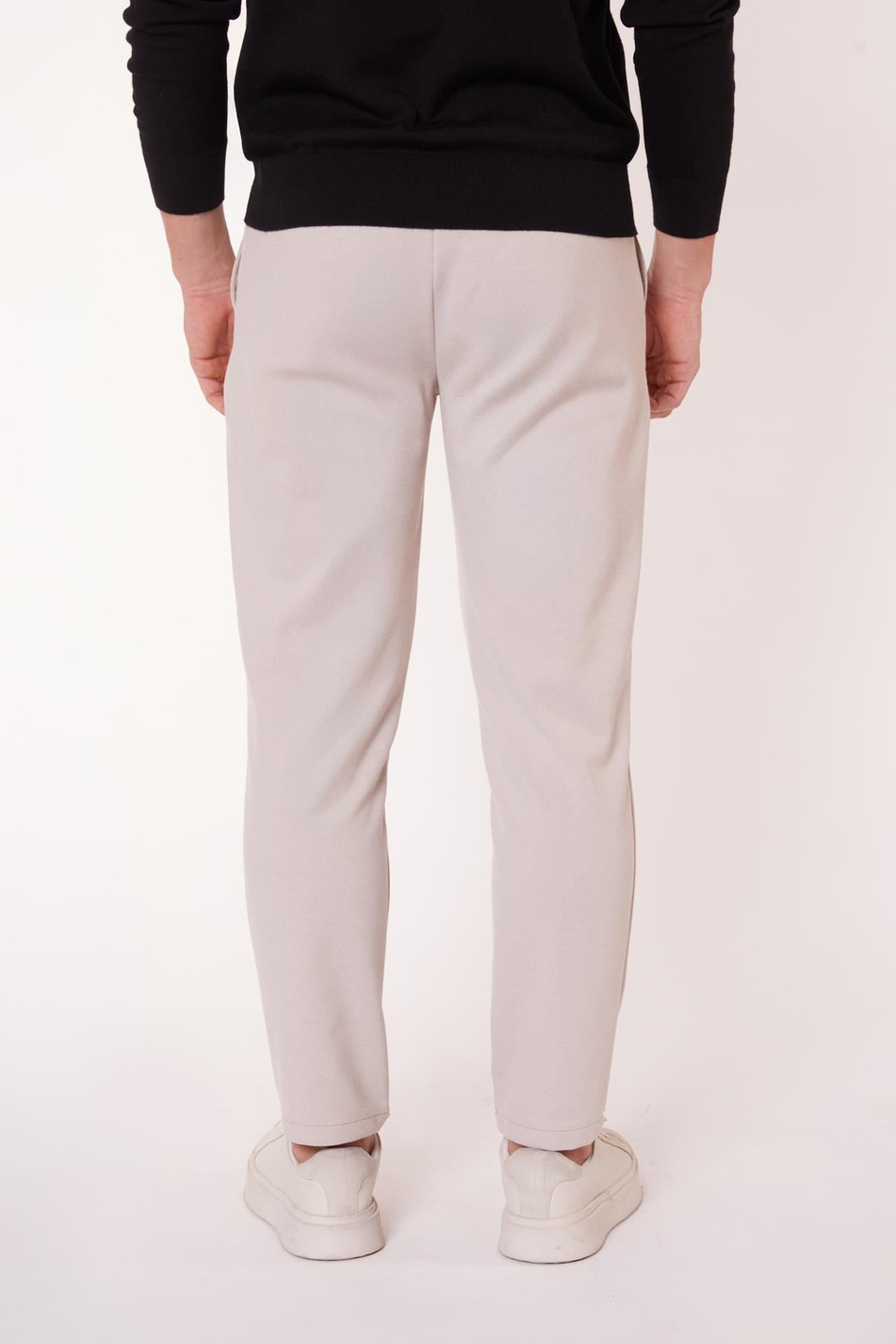 Erkek Beli Bağcıklı Yandan Cepli Slim Fit Jogger Bej Pantolon