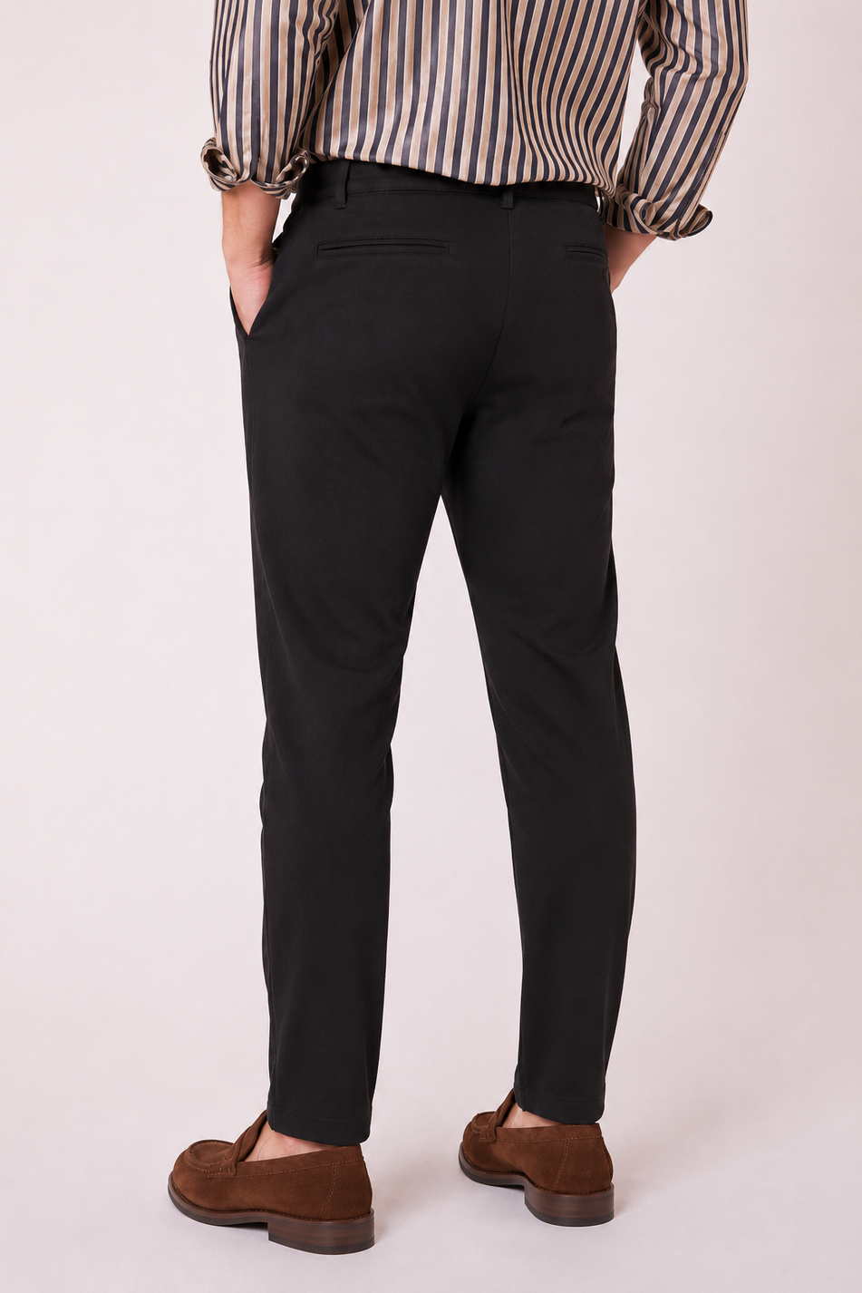 Erkek Beli Bağcıklı Yandan Cepli Slim Fit Jogger Siyah Pantolon