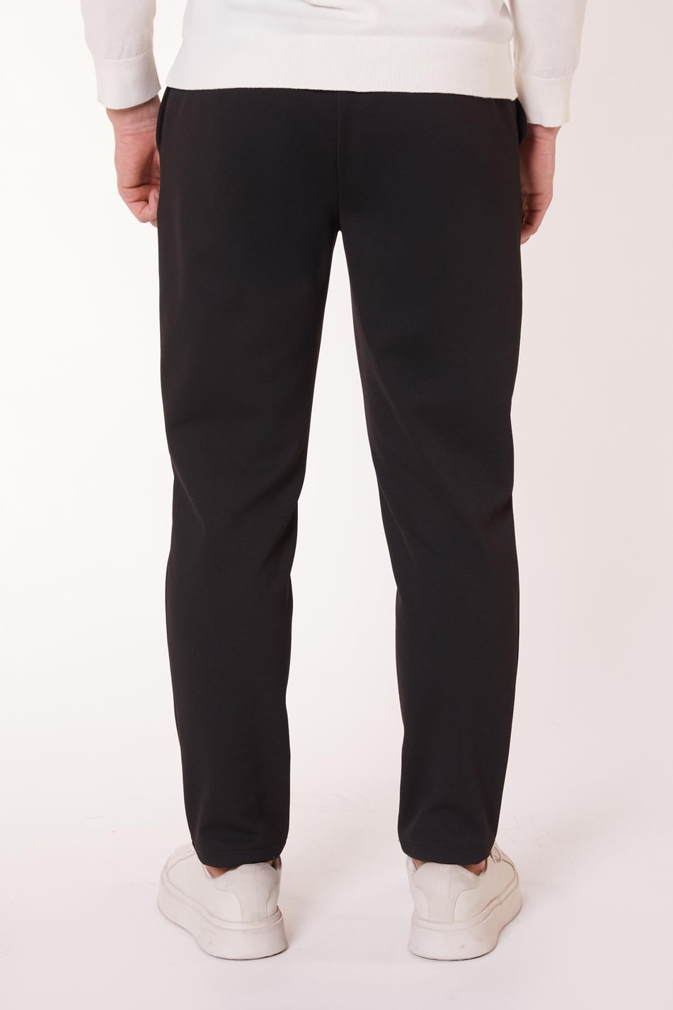Erkek Beli Bağcıklı Yandan Cepli Slim Fit Jogger Siyah Pantolon