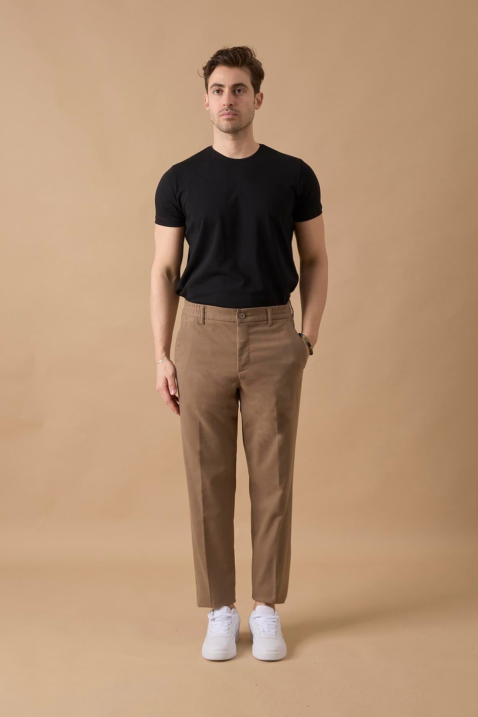 Erkek Beli Lastikli Vizon Chino Pantolon