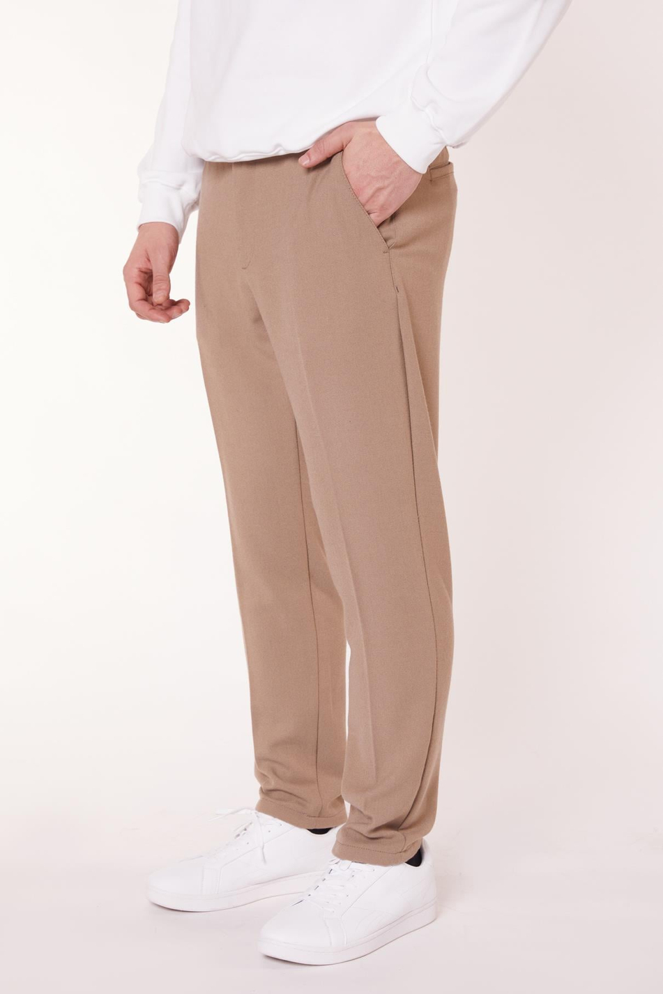 Men Half-Elastic Waist Zippered Vizon Chino Pant