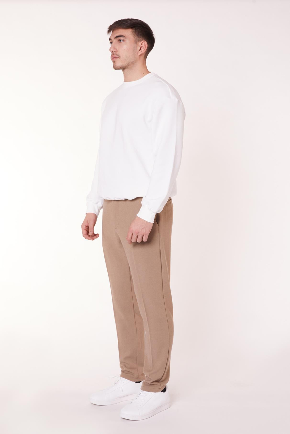 Men Half-Elastic Waist Zippered Vizon Chino Pant