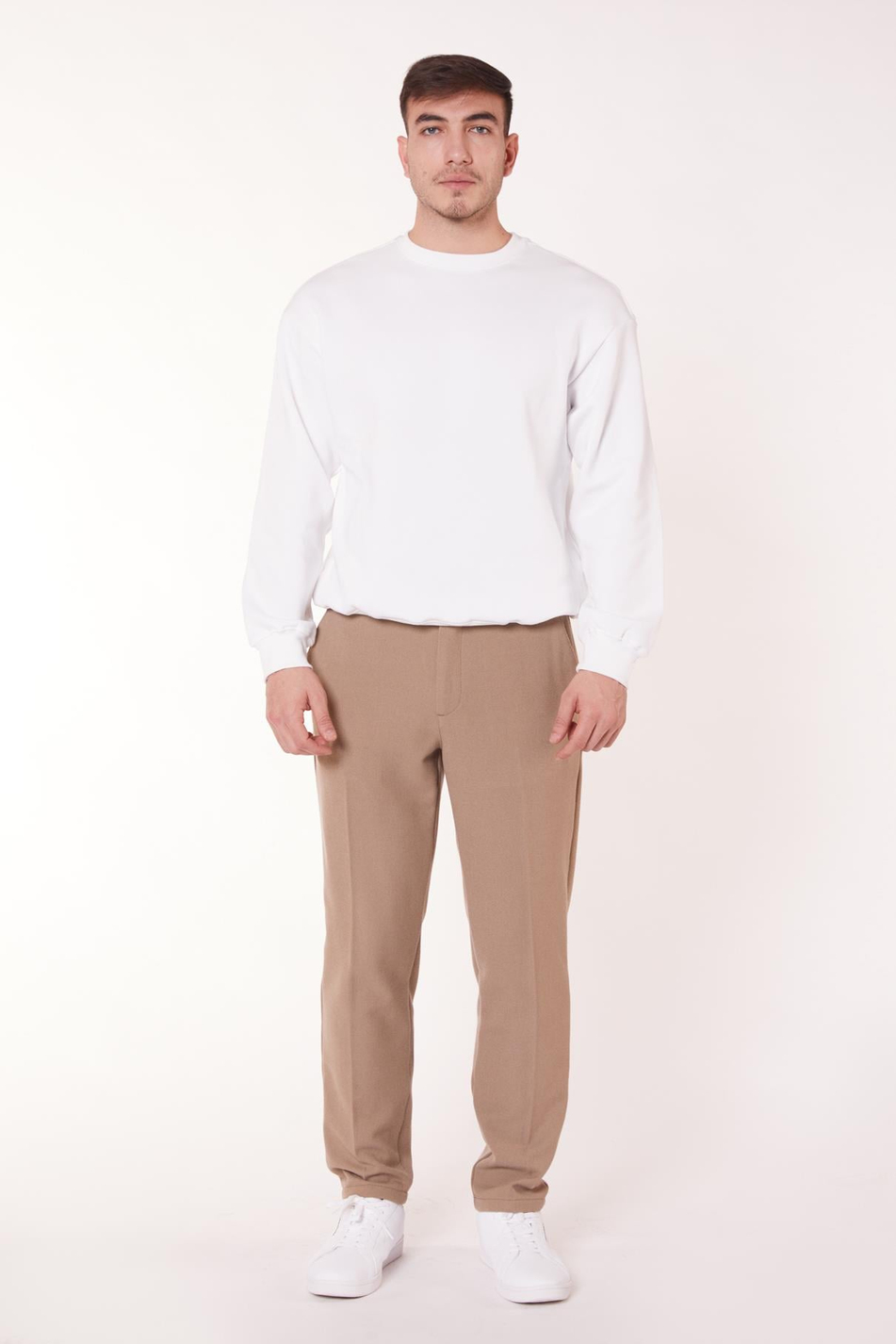 Men Half-Elastic Waist Zippered Vizon Chino Pant