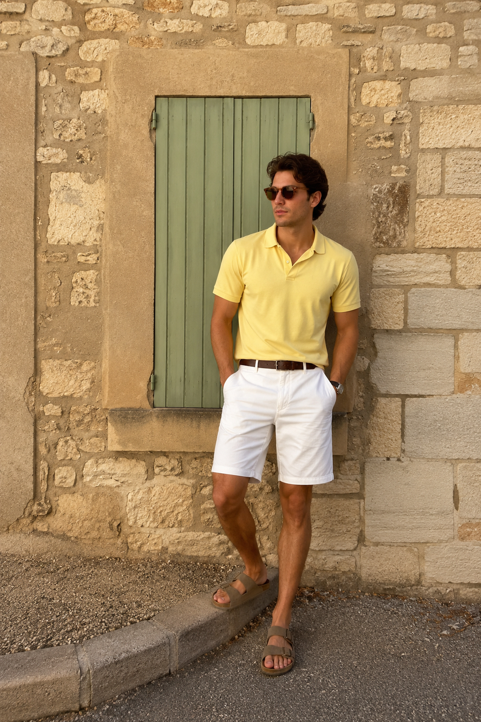 Erkek Beli Yarım Lastikli Keten Pamuk Karışımlı Slim Fit Şort Ekru