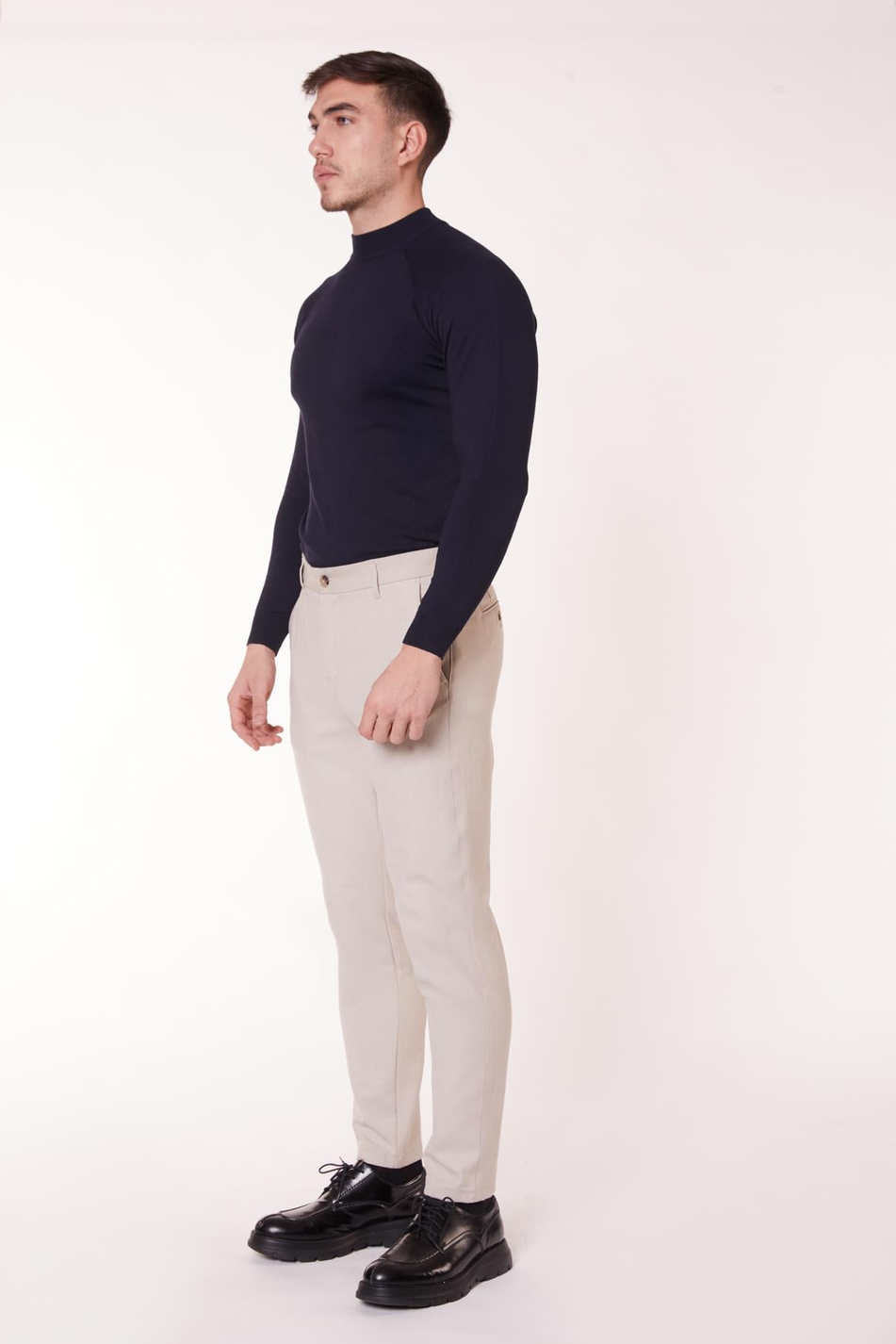 Erkek Chino Arka Cep Fleto Klasik Pantolon Bej