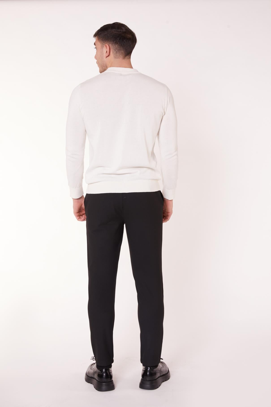 Erkek Chino Arka Cep Fleto Klasik Pantolon Siyah