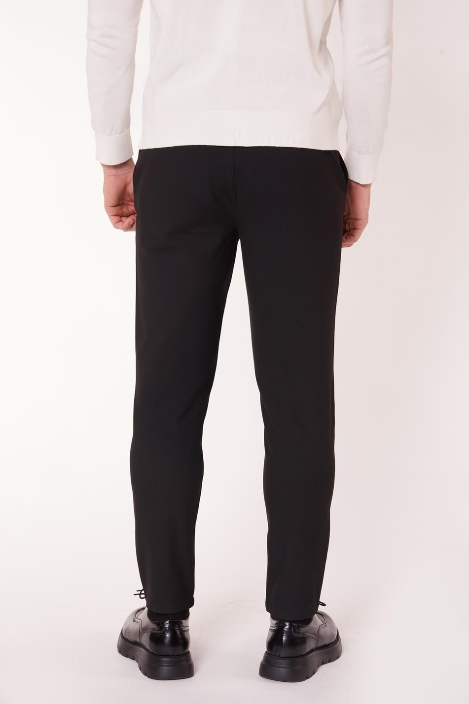 Erkek Chino Arka Cep Fleto Klasik Pantolon Siyah
