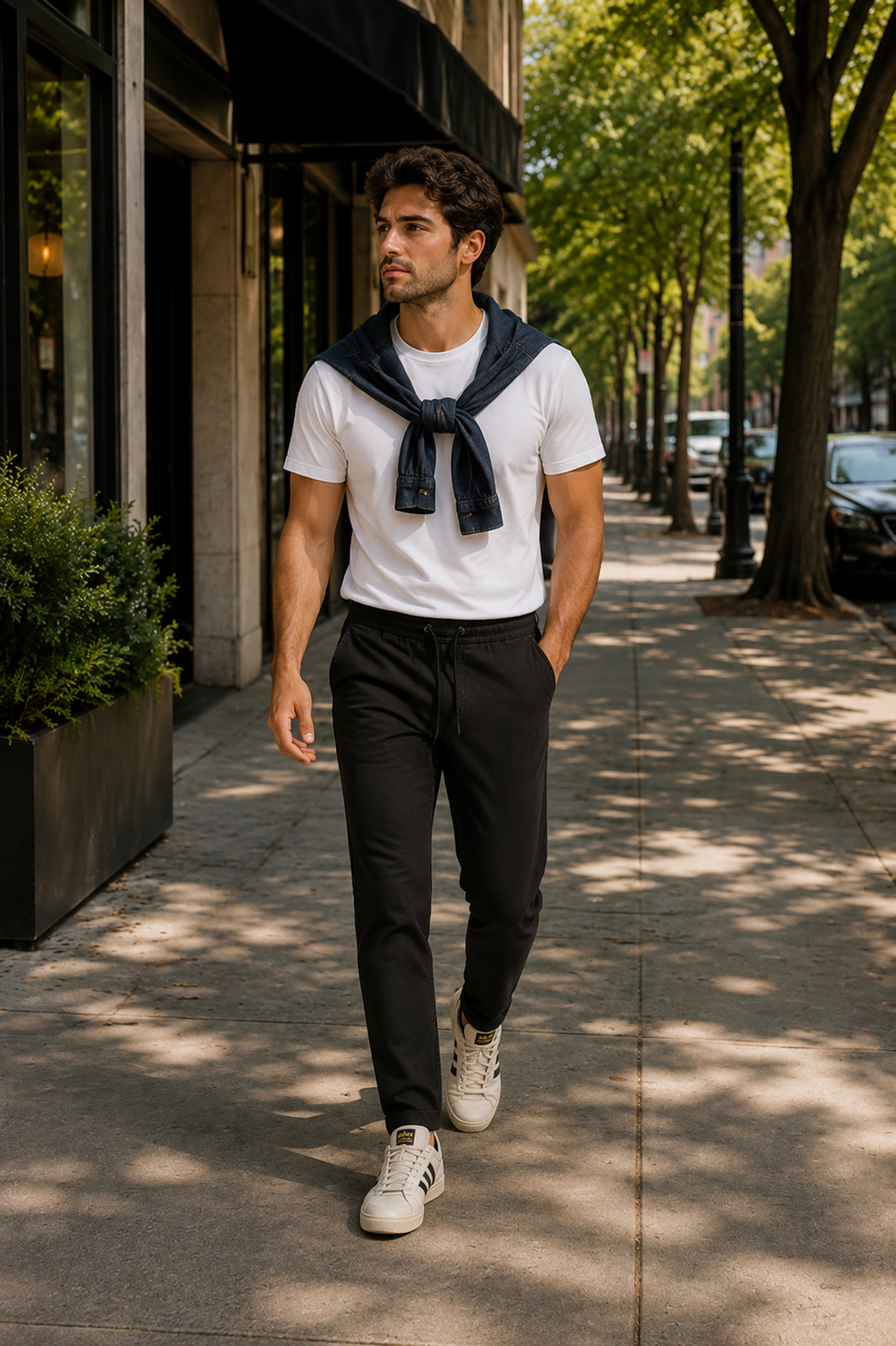 Erkek Siyah Slim Fit Lastikli Bel Bağcıklı Jogger Pantolon