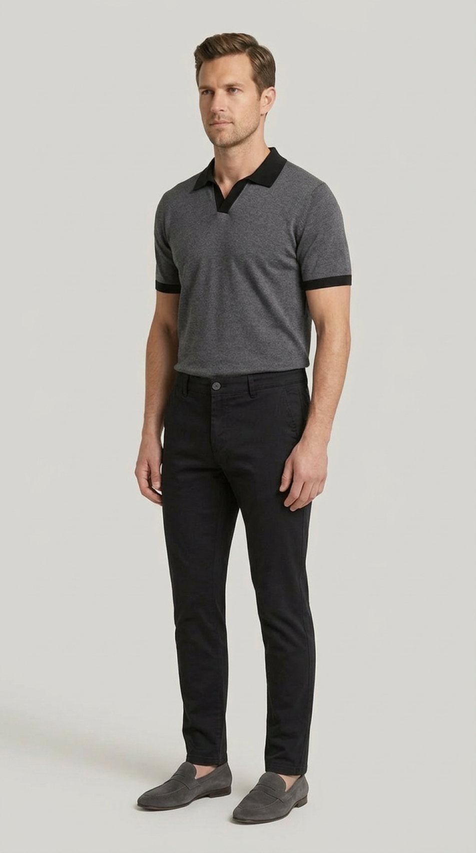 Erkek Siyah Slim Fit Pamuklu Chino Pantolon