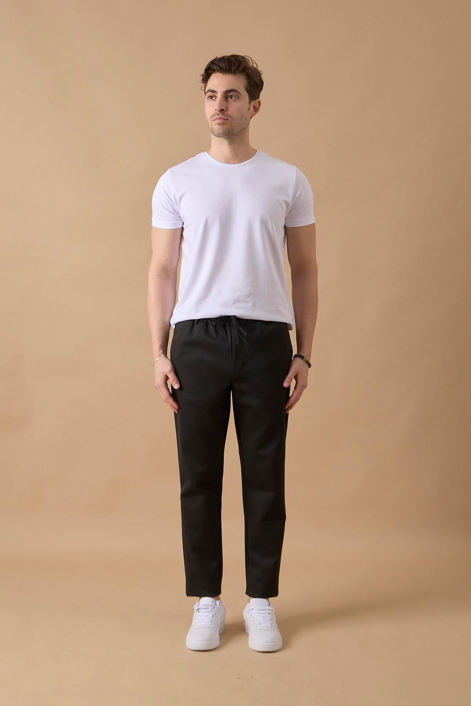 Erkek Slim Fit Orta Bel Siyah Pantolon