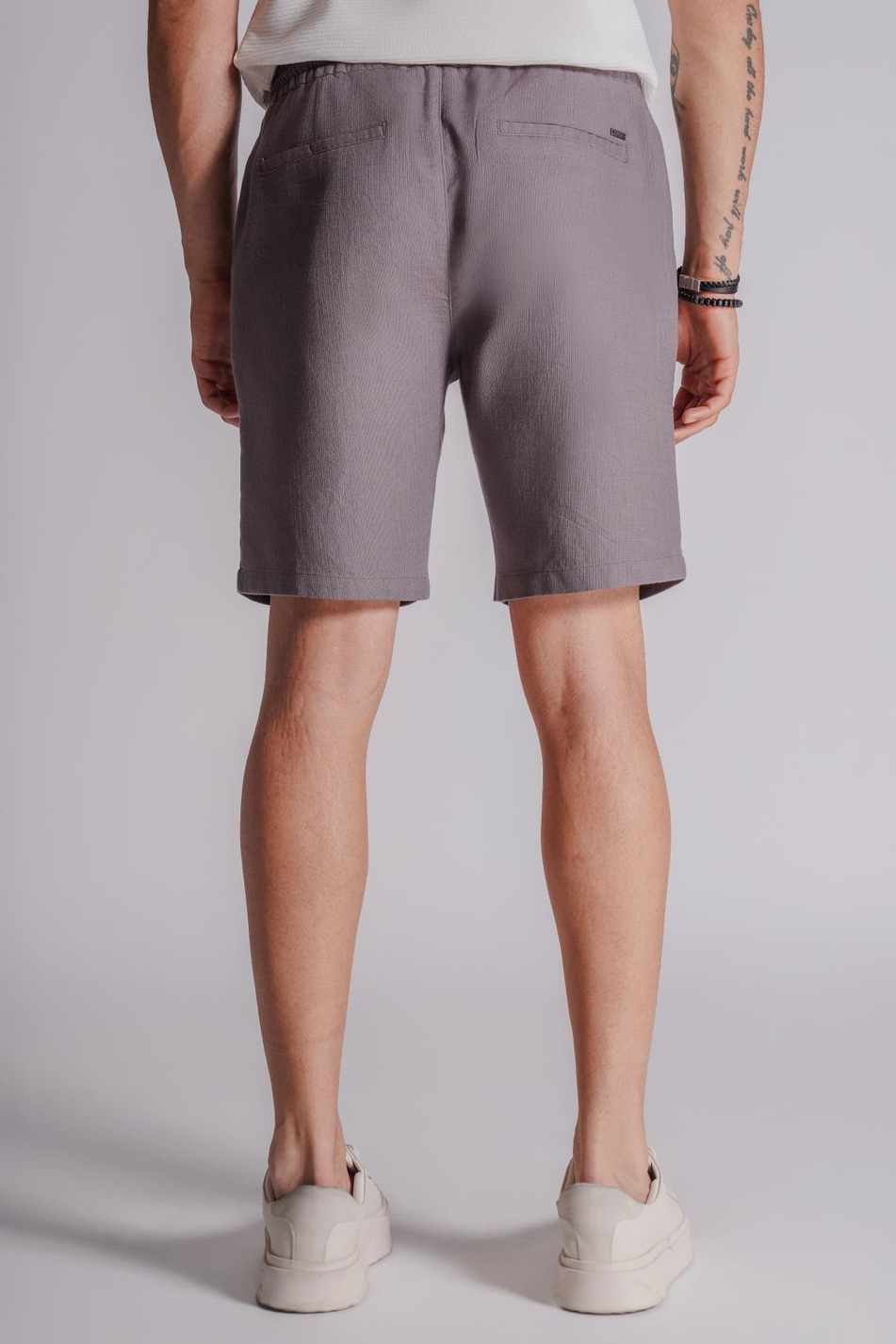 Erkek Yandan Cepli Beli Lastikli Keten Dokulu Relaxed Fit Jogger Şort Antrasit