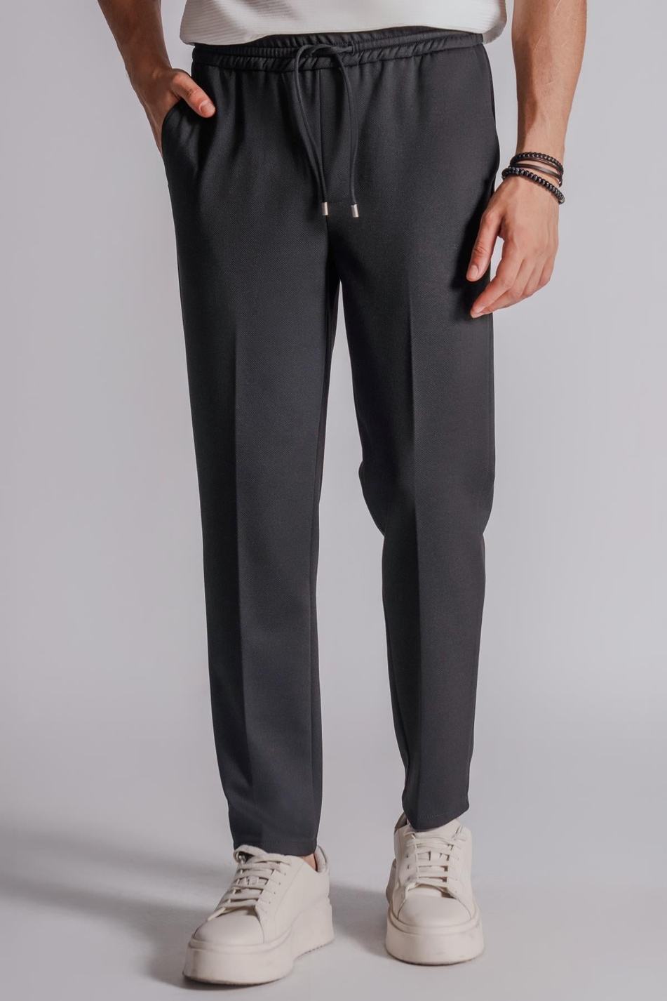 Erkek Yandan Cepli Beli Lastikli Relaxed Fit Jogger Pantolon Siyah