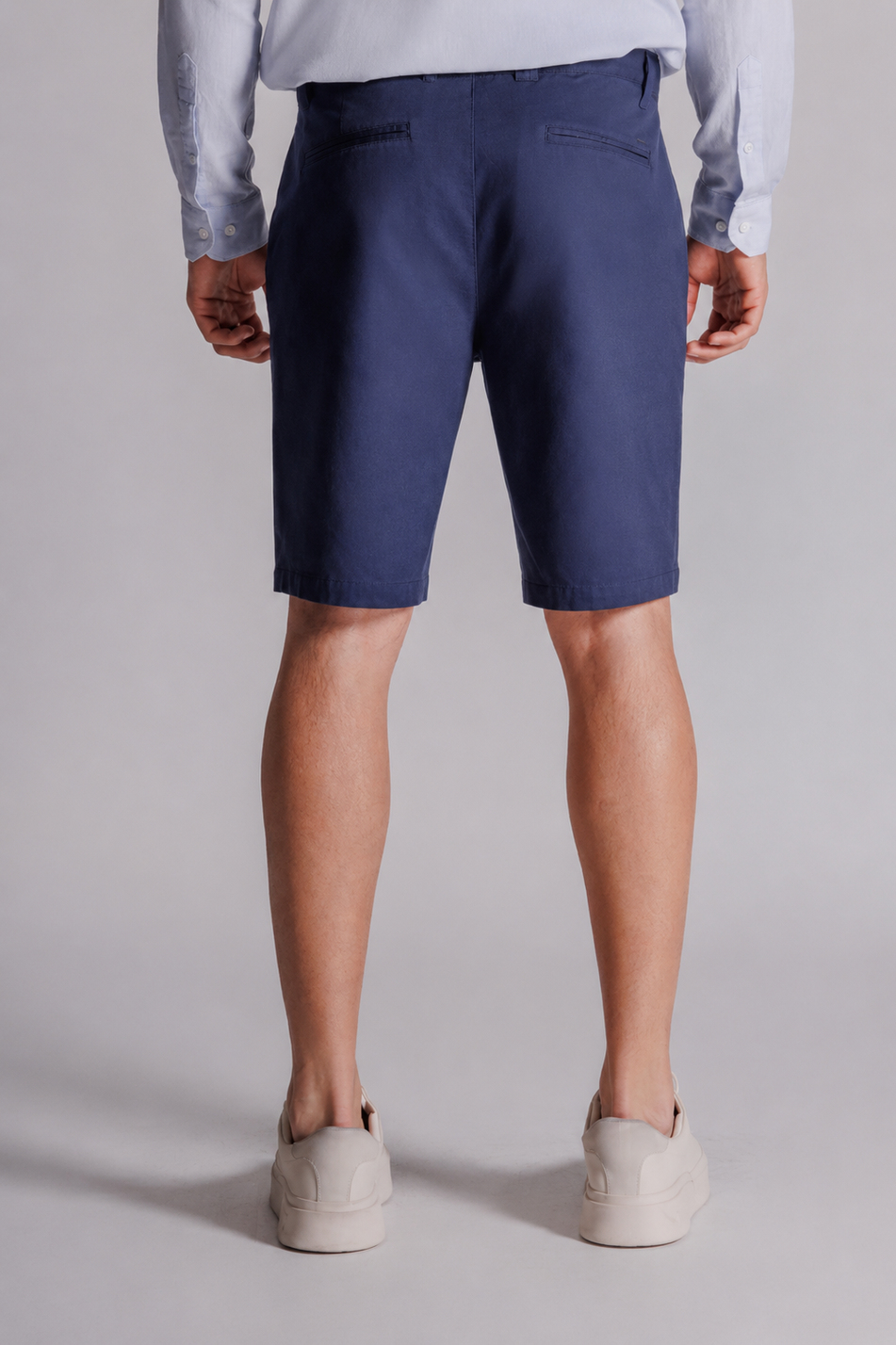 Erkek Yandan Cepli Klasik Bel Relaxed Fit Chino Şort Lacivert