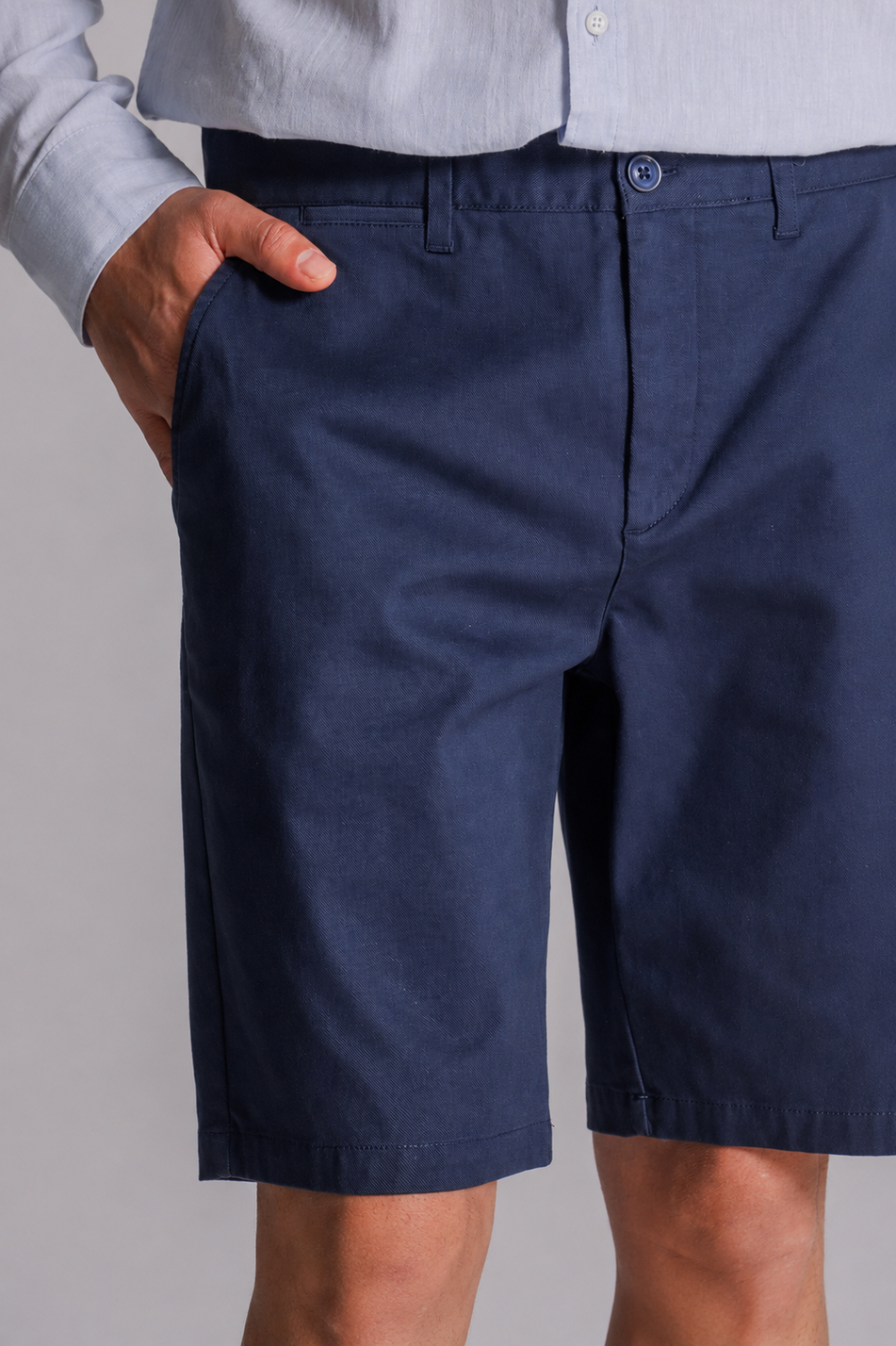 Erkek Yandan Cepli Klasik Bel Relaxed Fit Chino Şort Lacivert