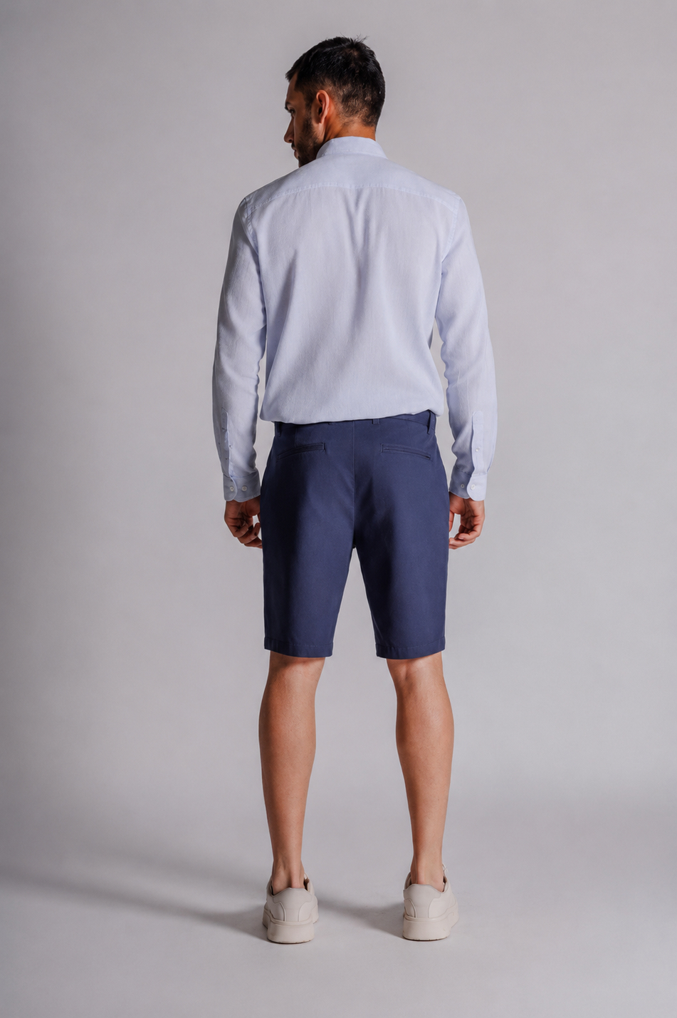 Erkek Yandan Cepli Klasik Bel Relaxed Fit Chino Şort Lacivert