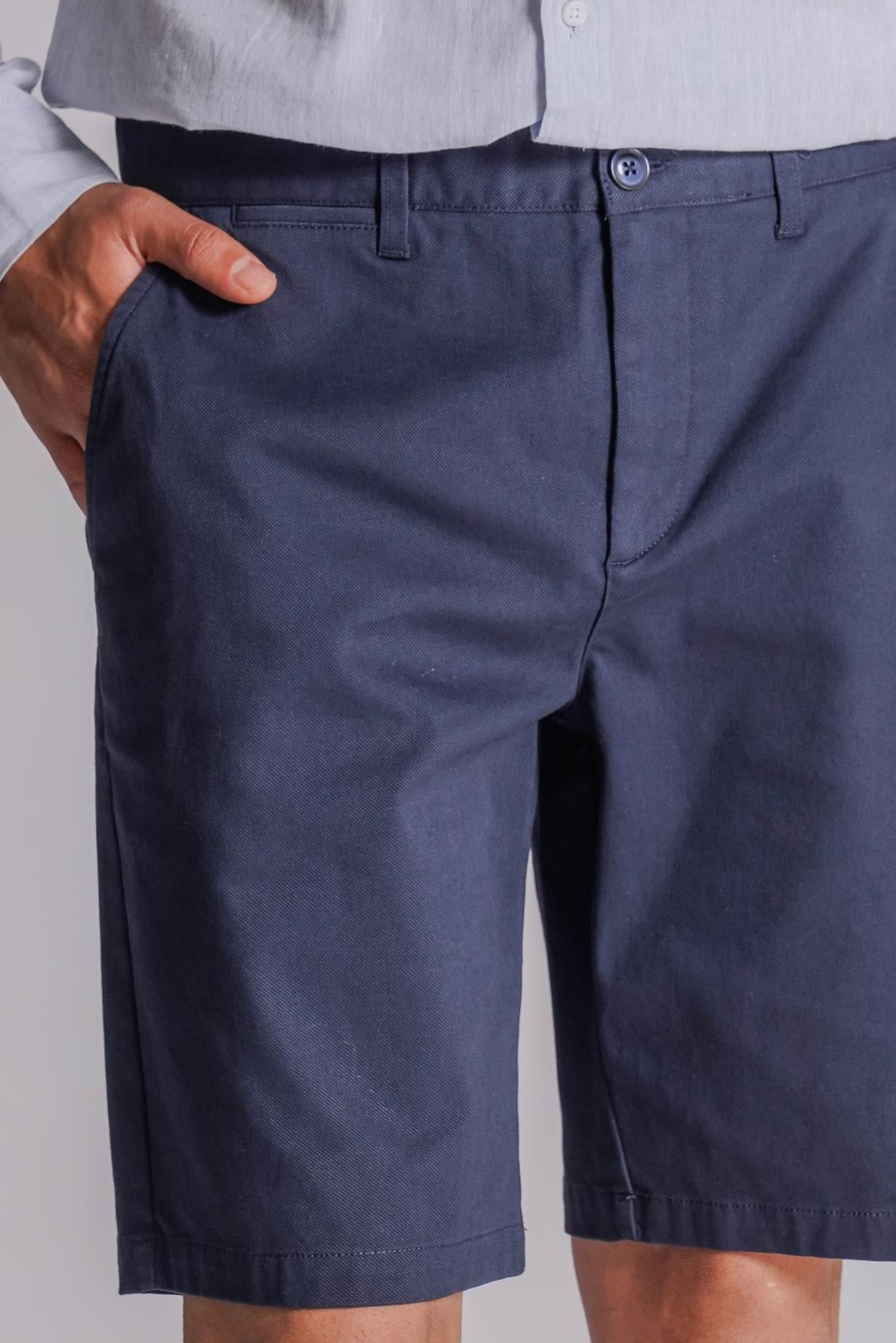 Erkek Yandan Cepli Klasik Bel Relaxed Fit Chino Şort Lacivert