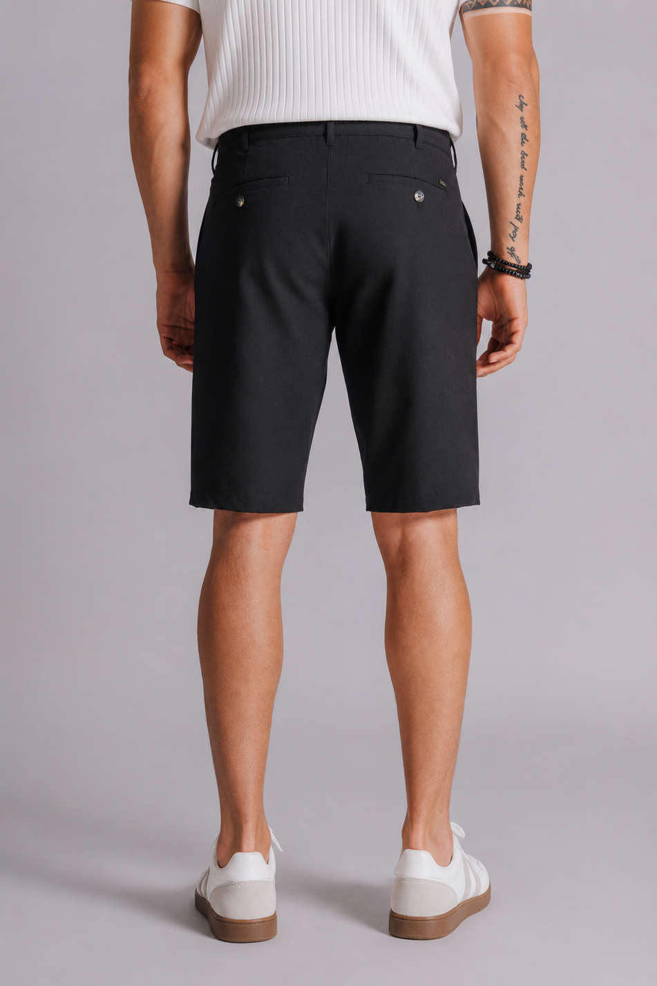 Erkek Yandan Cepli Klasik Bel Slim Fit Chino Şort Siyah