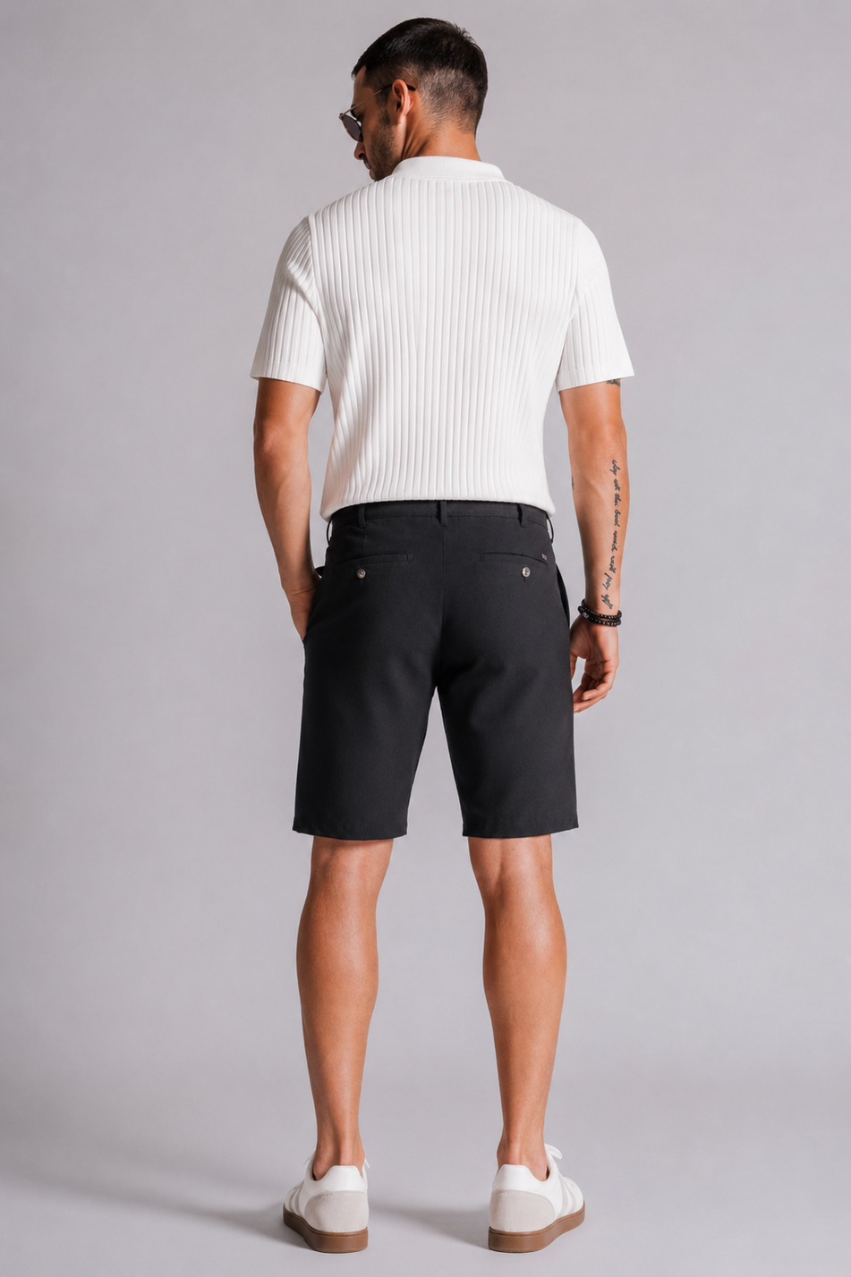 Erkek Yandan Cepli Klasik Bel Slim Fit Chino Şort Siyah