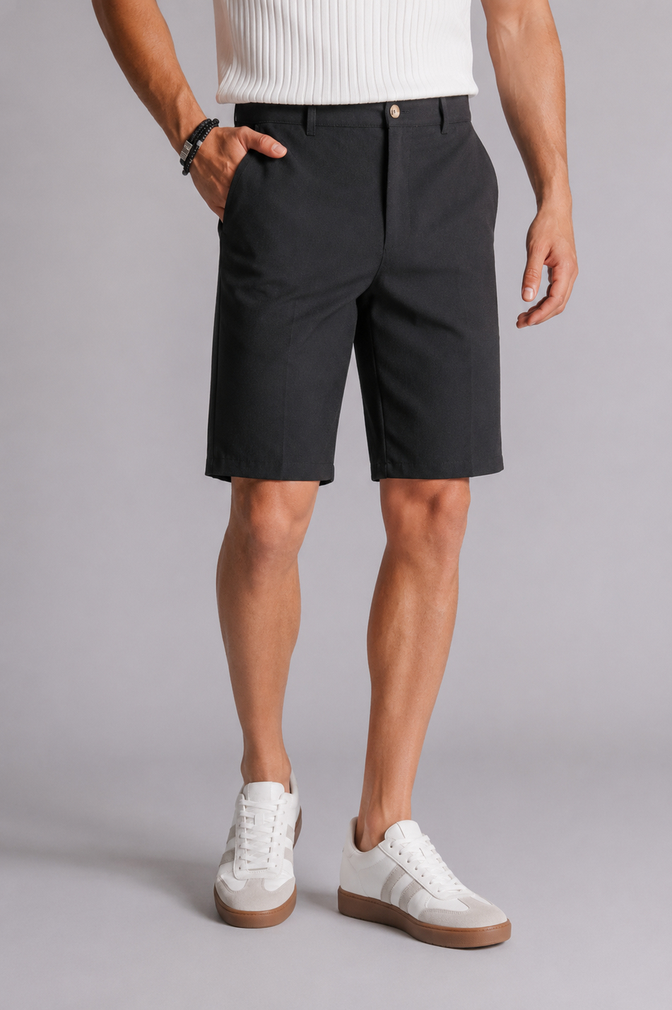 Erkek Yandan Cepli Klasik Bel Slim Fit Chino Şort Siyah