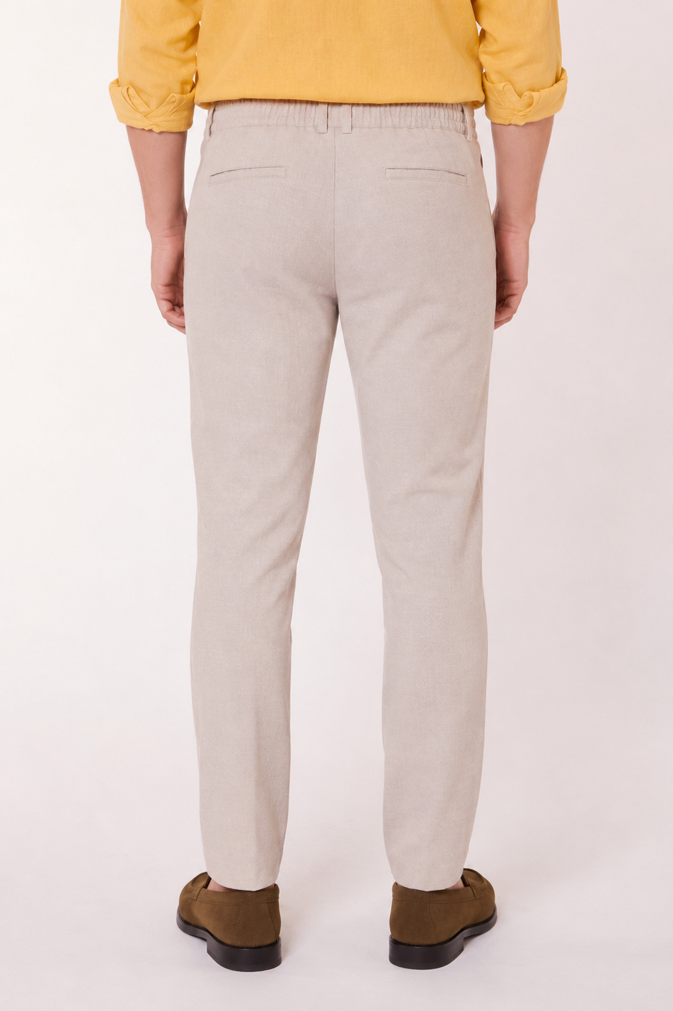 Erkek Yandan Cepli Slim Fit Bej Chino Pantolon